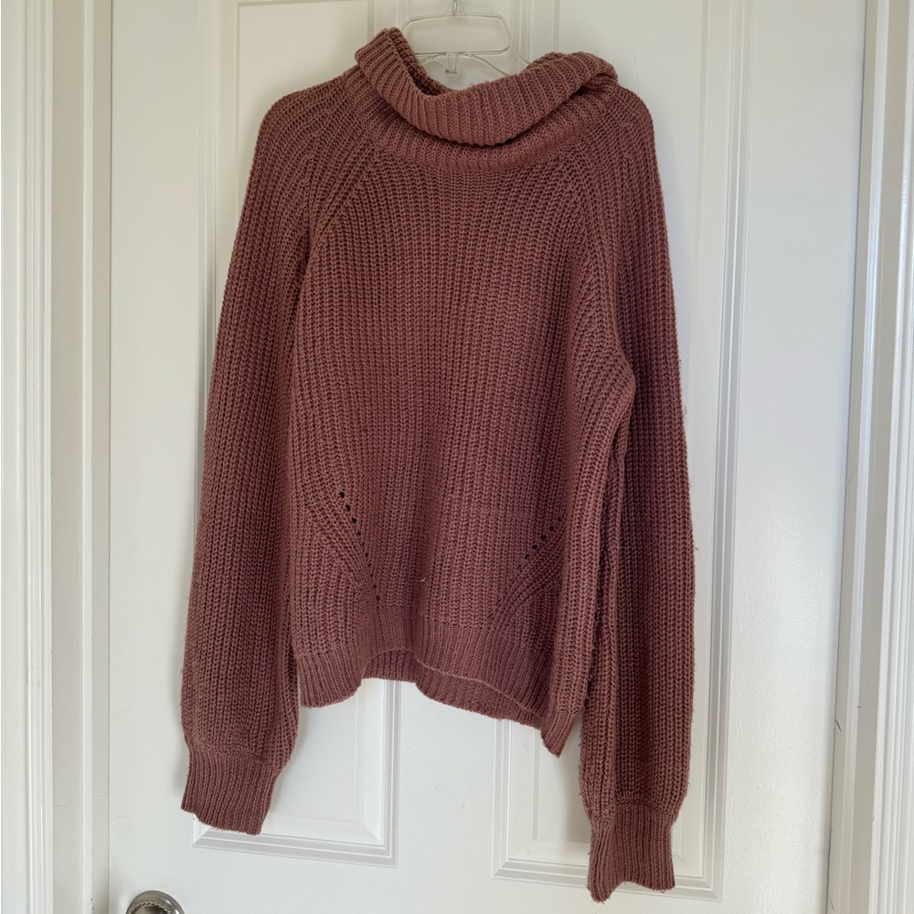 mauve chunky sweater with mock neck